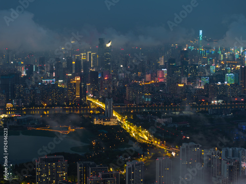 Wallpaper Mural Skyline view of Wuhan City landmark Torontodigital.ca