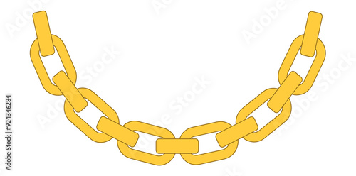 Stylish Gold Chain Isolated On White Background, Stunning Jewelry Vector Illustration.	