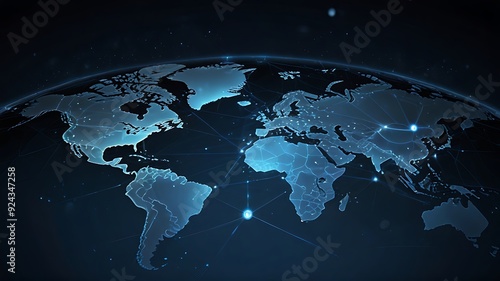 Create a vector map of the planet Earth, showcasing a global social network in a futuristic style