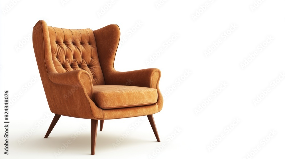 Comfortable Brown Armchair on White Background Comfortable Brown Armchair on White Background