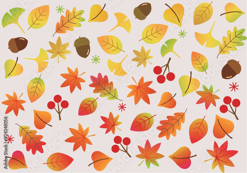 秋の紅葉ミックス背景_グラデーション