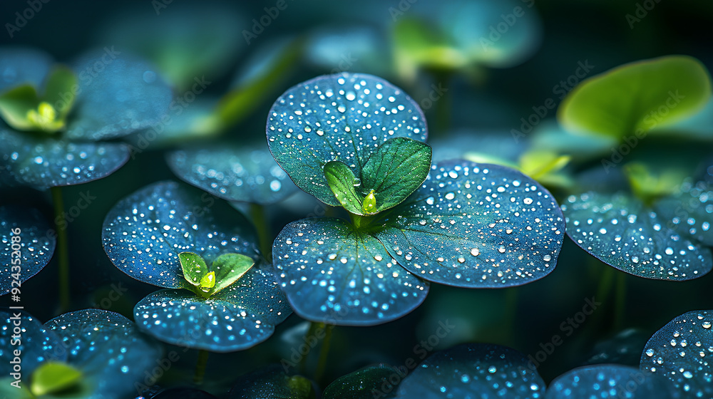 Centella asiatica in blue water Centella asiatica in blue water