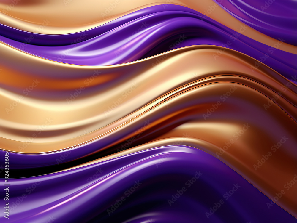 Fototapeta premium Exceptional Wavy Golden and Purple Metallic Background