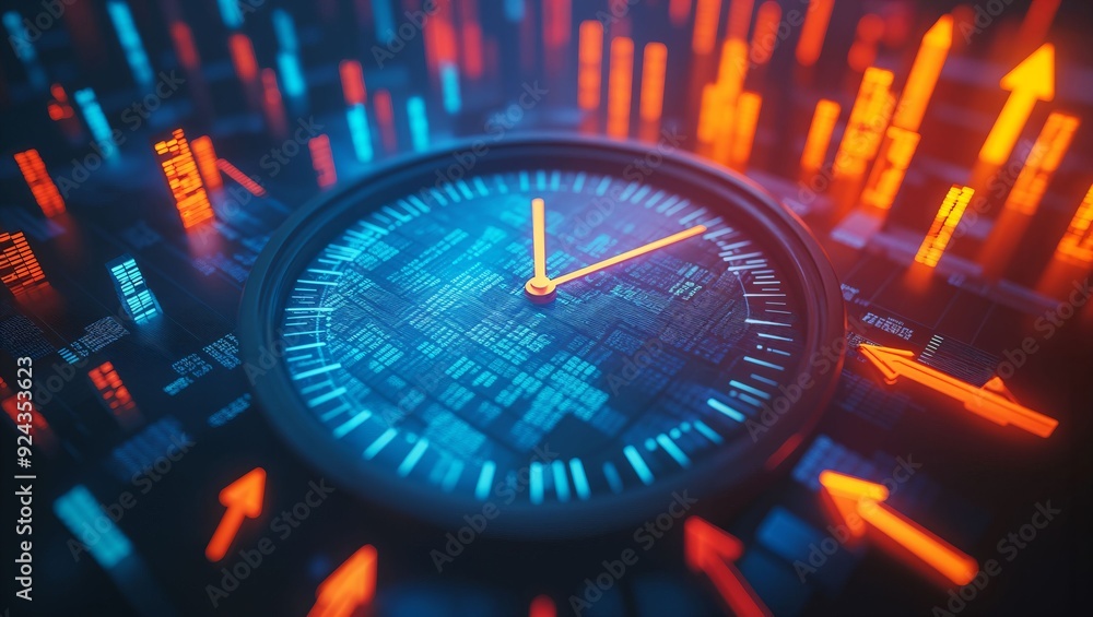 A Stunning Visual of a Digital Clock Display with Vibrant Blue and ...