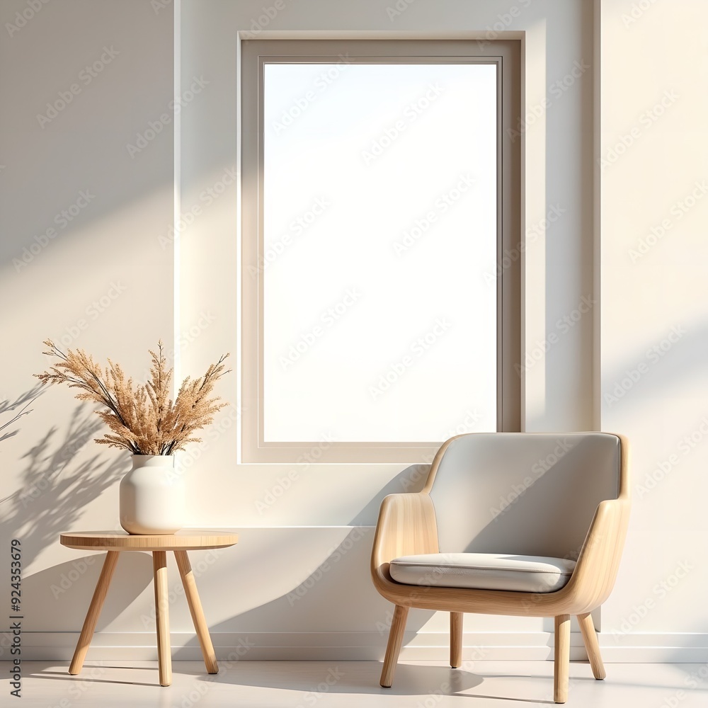 a real render 3D, creative, modern and elegant beauty texture pattern on the wall, chair with flowers on a table a real render 3D, creative, modern and elegant beauty texture pattern on the wall, chair with flowers on a table