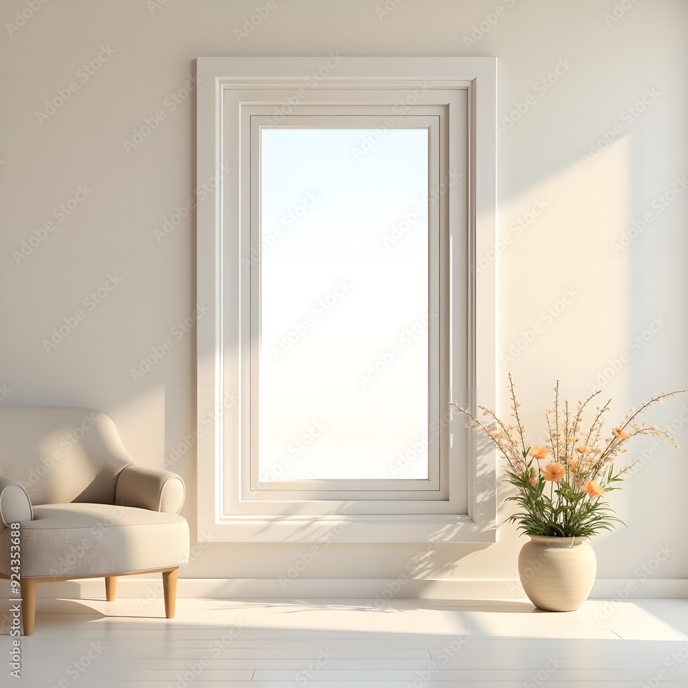 a real render 3D, creative, modern and elegant beauty texture pattern on the wall, chair with flowers on a table a real render 3D, creative, modern and elegant beauty texture pattern on the wall, chair with flowers on a table