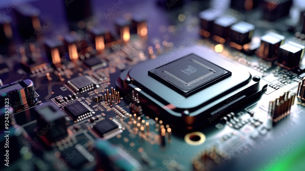 Close-up of a CPU on a Motherboard Close-up of a CPU on a Motherboard