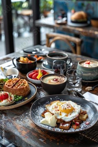 City brunch pleasures  morning delight in a trendy urban restaurant setting for ultimate indulgence