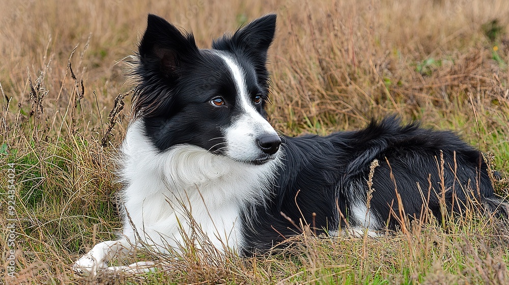 Fototapeta premium Border Collie with Tilted Head, Showcasing a Curious and Engaging Expression