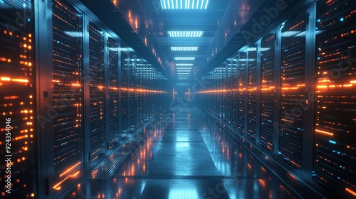 Wallpaper Mural Data center filled with rows and rows of servers. Torontodigital.ca