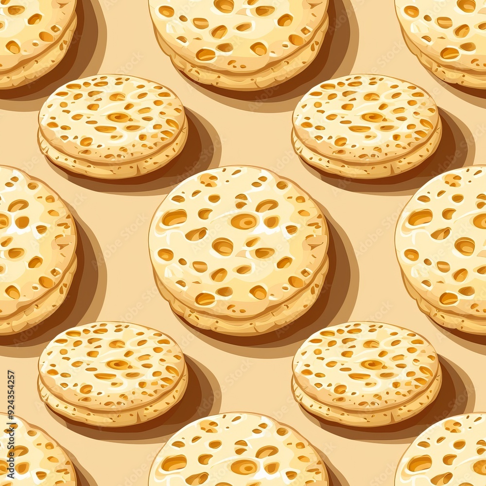 Seamless pattern of pita bread rounds, perfect for stuffing with delicious fillings Seamless pattern of pita bread rounds, perfect for stuffing with delicious fillings