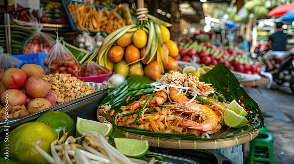 Traditional Pad Thai on Banana Leaf Traditional Pad Thai on Banana Leaf