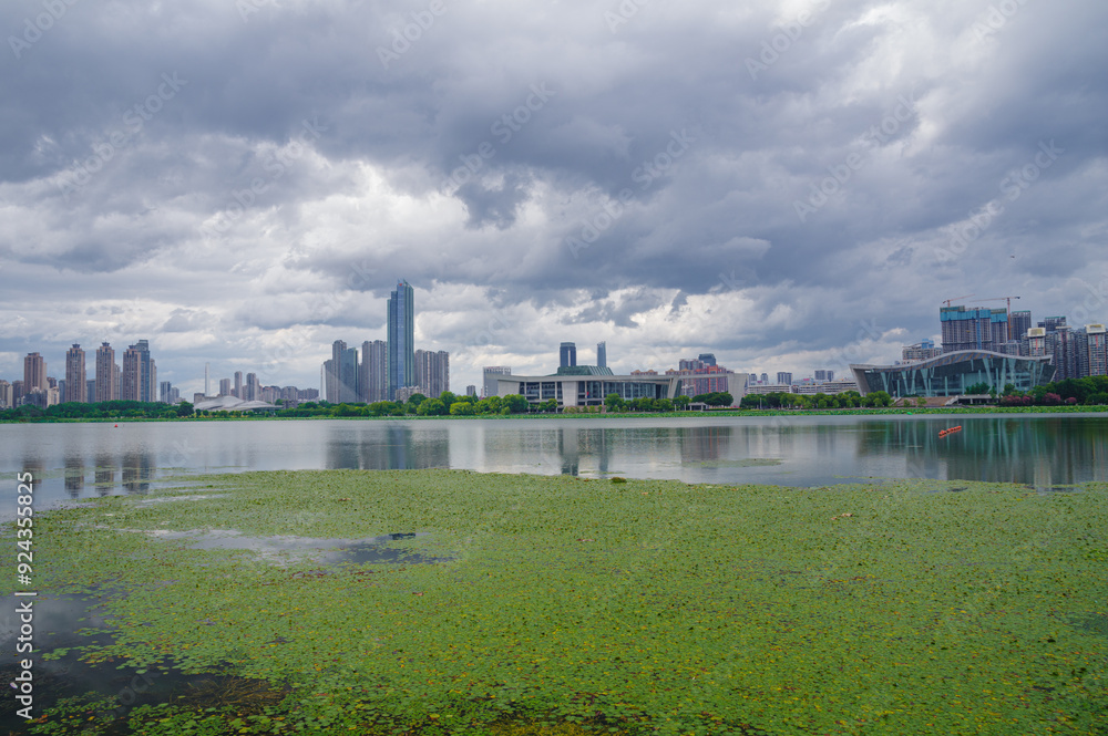Naklejka premium Skyline view of Wuhan City landmark