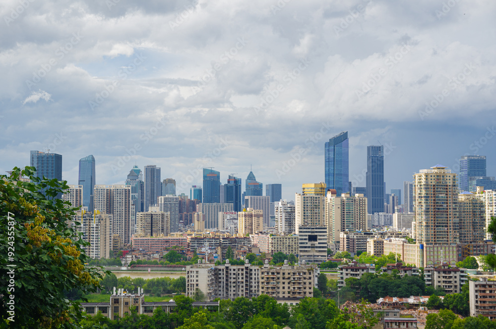 Fototapeta premium Skyline view of Wuhan City landmark