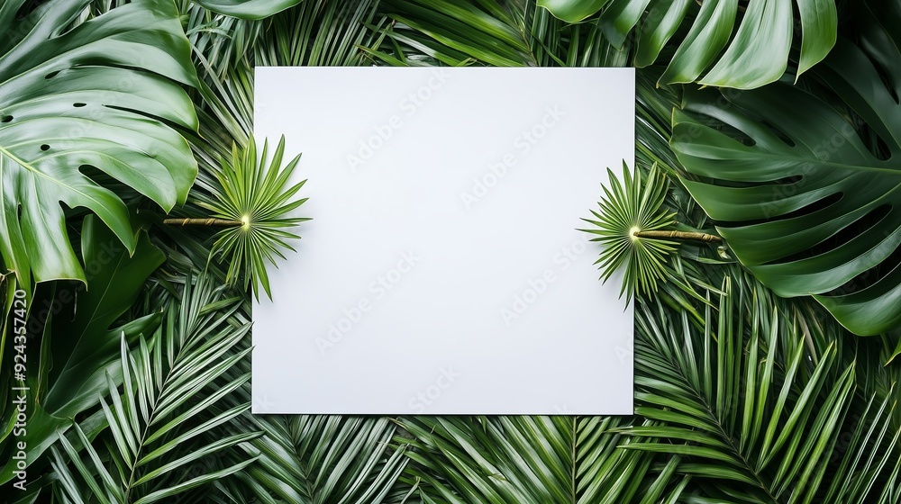 Elegant Arrangement of Tropical Leaves with Blank Space Elegant Arrangement of Tropical Leaves with Blank Space