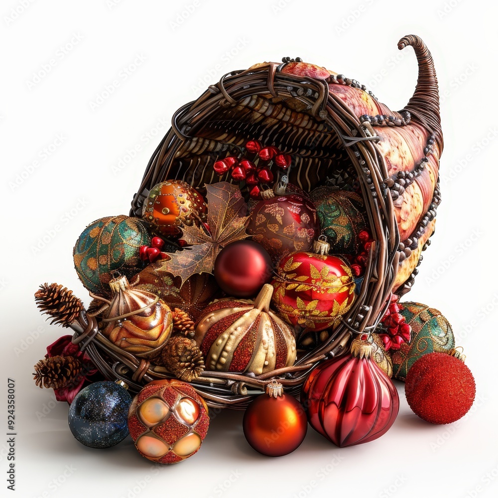 Christmas Ornaments in a Horn of Plenty. Christmas Ornaments in a Horn of Plenty.