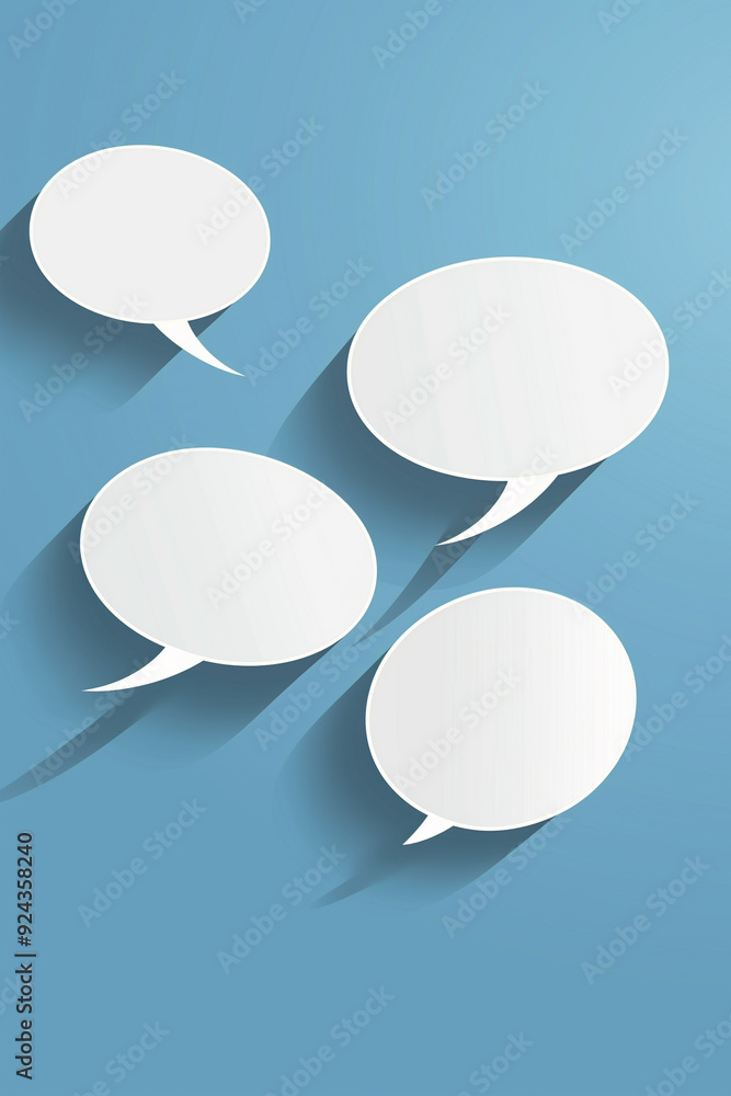 Illustration of blank white speech bubbles for communication concepts Illustration of blank white speech bubbles for communication concepts