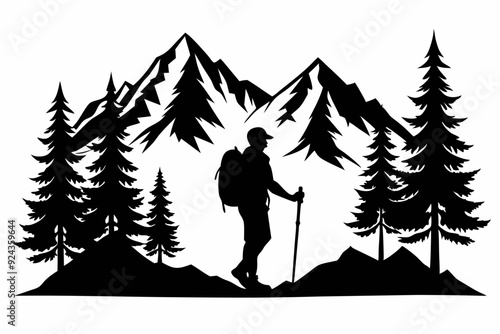 hiking silhouette vector illustration