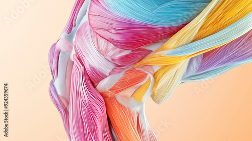 Cross-sectional view of the human thigh muscle, displaying the different layers of muscle tissue