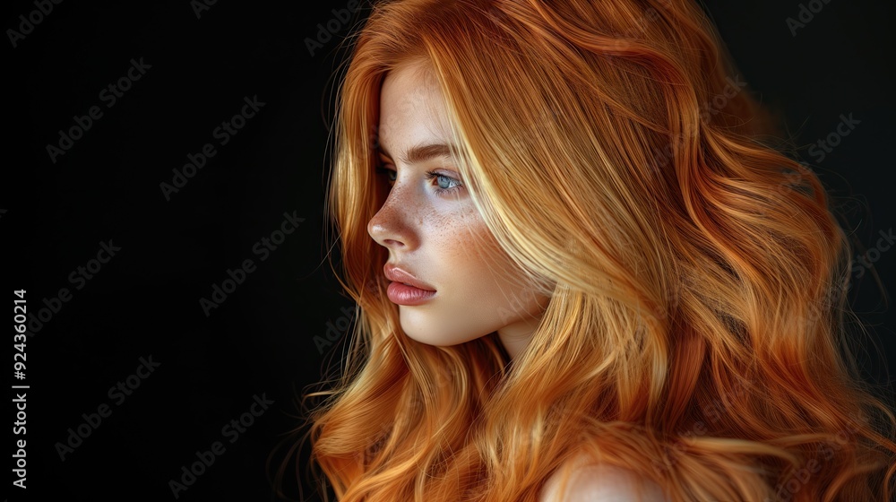 Obraz premium Portrait of a beautiful young woman with beautiful hair Hair care ideas, damaged hair repair ideas, beautiful hair, smooth, shiny hair.