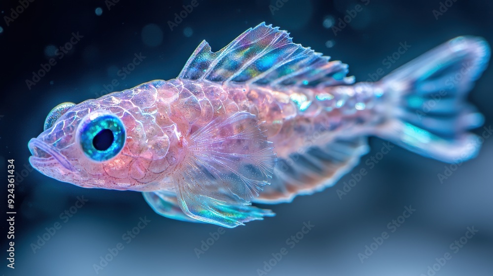 Colorful transparent fish with vibrant fins Colorful transparent fish with vibrant fins