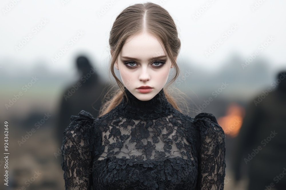 Mysterious woman in black lace dress Mysterious woman in black lace dress