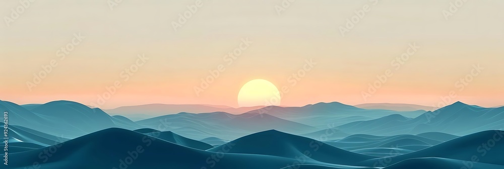 Abstract Mountain Sunset Illustration Abstract Mountain Sunset Illustration