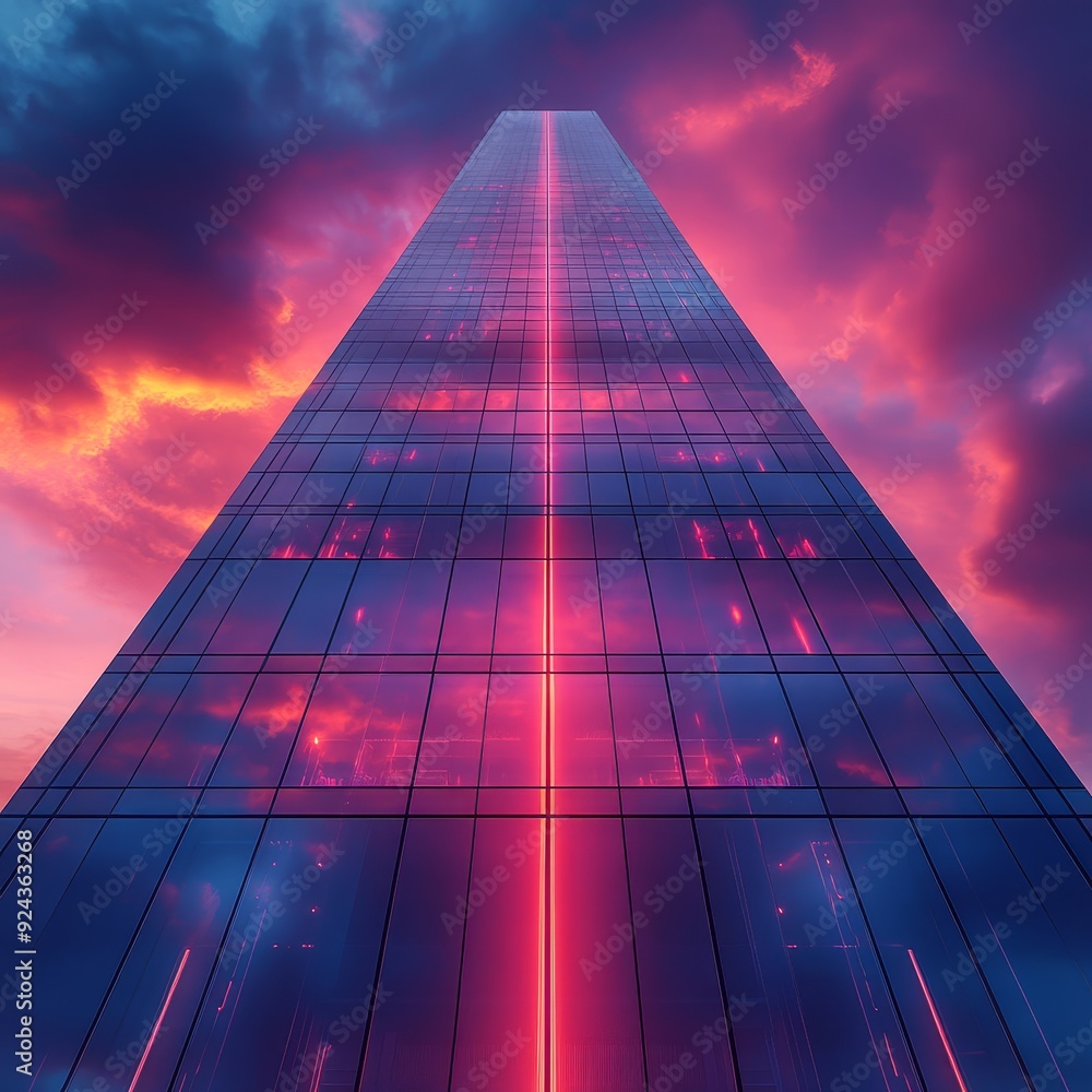 custom made wallpaper toronto digitalA lowangle view of a sleek futuristic skyscraper s  145 building, architecture, skyscraper, office, glass, sky, business, city, tower, urban, windows, blue, reflection, high, tall, construction, windo