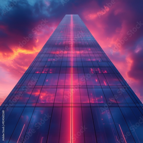 Wallpaper Mural A lowangle view of a sleek futuristic skyscraper s  145 building, architecture, skyscraper, office, glass, sky, business, city, tower, urban, windows, blue, reflection, high, tall, construction, windo Torontodigital.ca