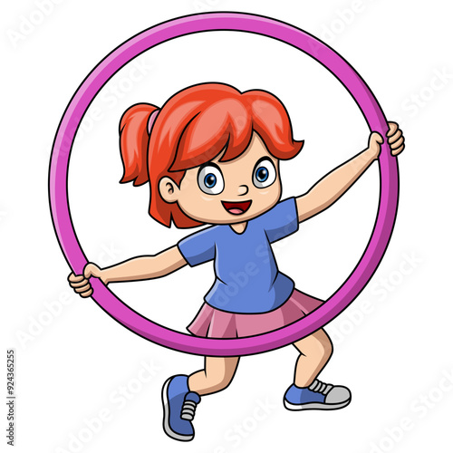 Cute girl playing hula hoop