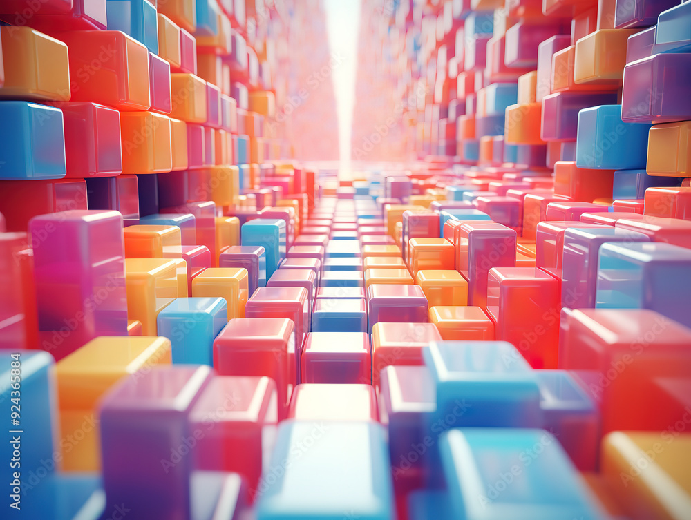 Fototapeta premium Incredible a modern landscape of extruding hexagons