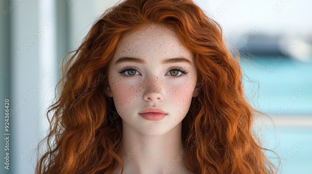 Captivating redhead with freckles and green eyes Captivating redhead with freckles and green eyes