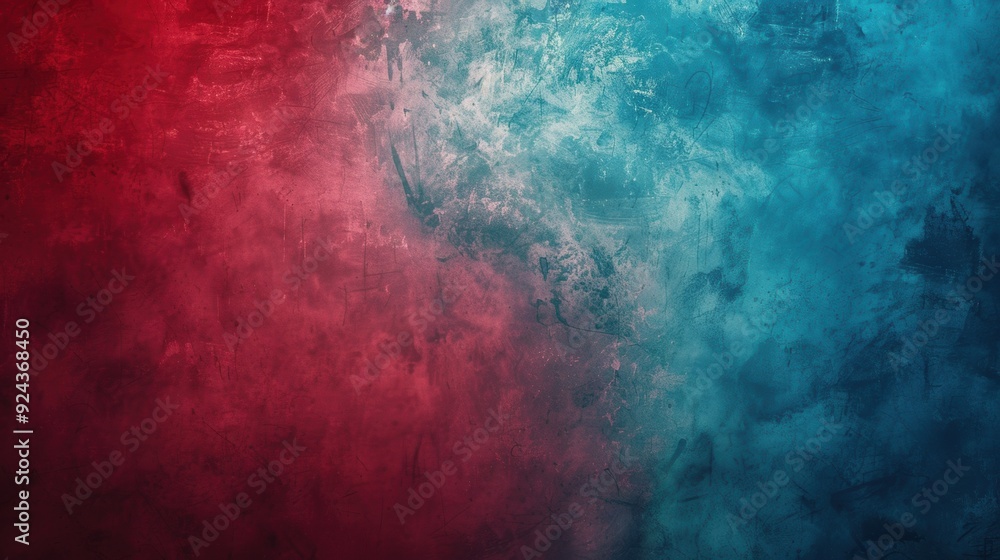 Fototapeta premium Vibrant Contrast. Red and Blue Background High Detailed Plain Background Concept