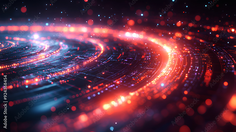 Creative digital tech circle on dark backdrop. Big data and technology concept. 3D Rendering Creative digital tech circle on dark backdrop. Big data and technology concept. 3D Rendering