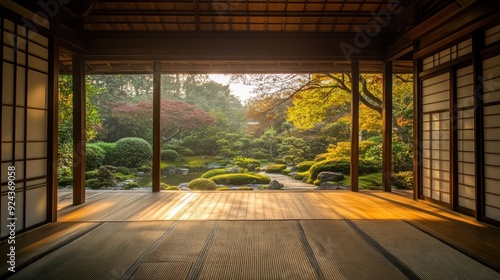 Japanese Garden View from a Traditional House