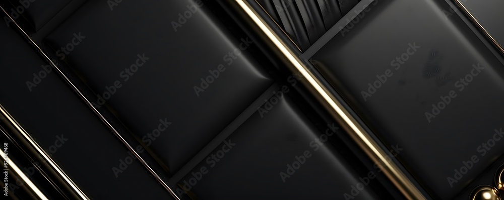 Black Leather and Gold Geometric Abstract Background Black Leather and Gold Geometric Abstract Background