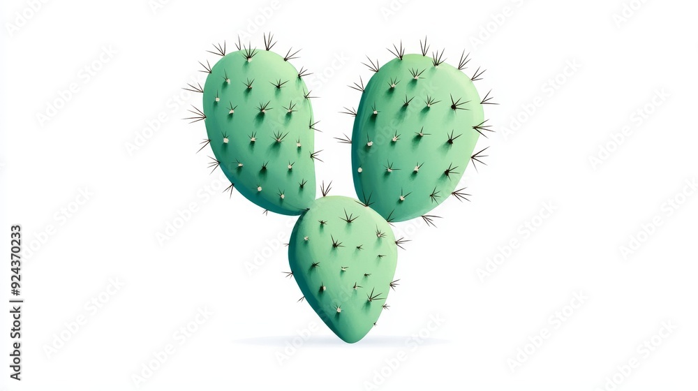 Minimalist illustration of a prickly pear cactus, emphasizing clean, elegant lines on a pure white backdrop, hand-drawn with precision Minimalist illustration of a prickly pear cactus, emphasizing clean, elegant lines on a pure white backdrop, hand-drawn with precision