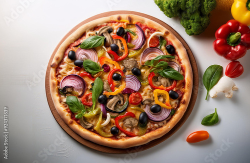 Veggie Supreme Pizza with Whole Wheat Crust and Assorted Vegetables