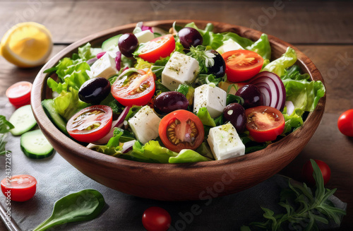 Colorful Mediterranean Salad with Fresh Veggies and Feta Cheese