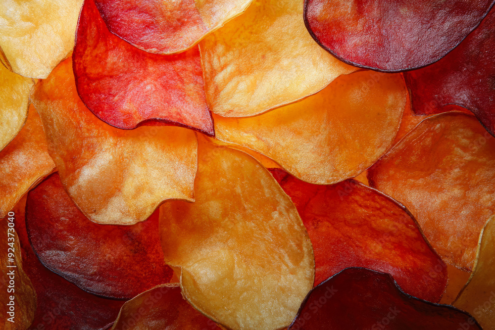Texture Of Scattered Fried Potato Chips On A Flat Surface, Created With Artificial Intelligence Texture Of Scattered Fried Potato Chips On A Flat Surface, Created With Artificial Intelligence