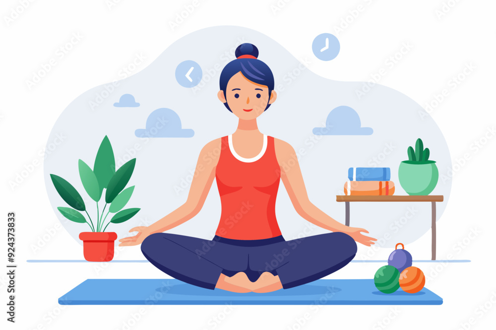 Woman Practicing Yoga in a Serene Setting Woman Practicing Yoga in a Serene Setting