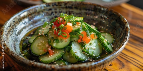 Traditional Japanese starter Sunomono cucumber salad