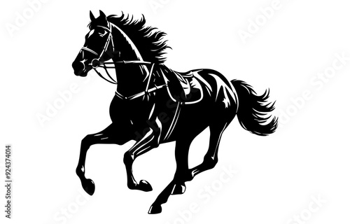 horse isolated on white, A silhouette of a running horse, racehorse silhouette, Arabian horse silhouette, silhouette horse running