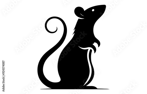 Mouse or Rat Icon Vector Design on White Background, Mouse rat silhouettes set, large pack of vector silhouette design, isolated white background, Rodent silhouette collection