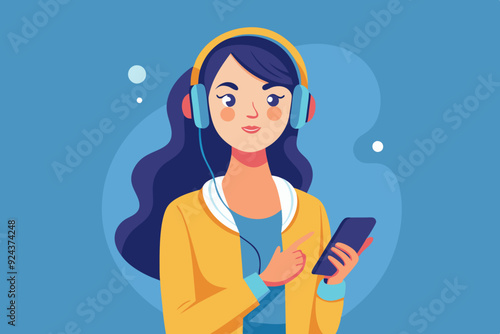 Young Woman Enjoying Music with Headphones