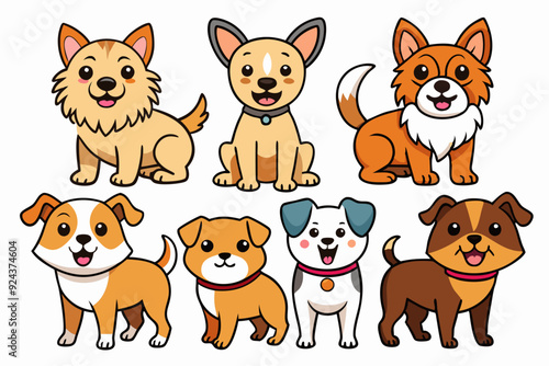 Cheerful Cartoon Dogs Illustration