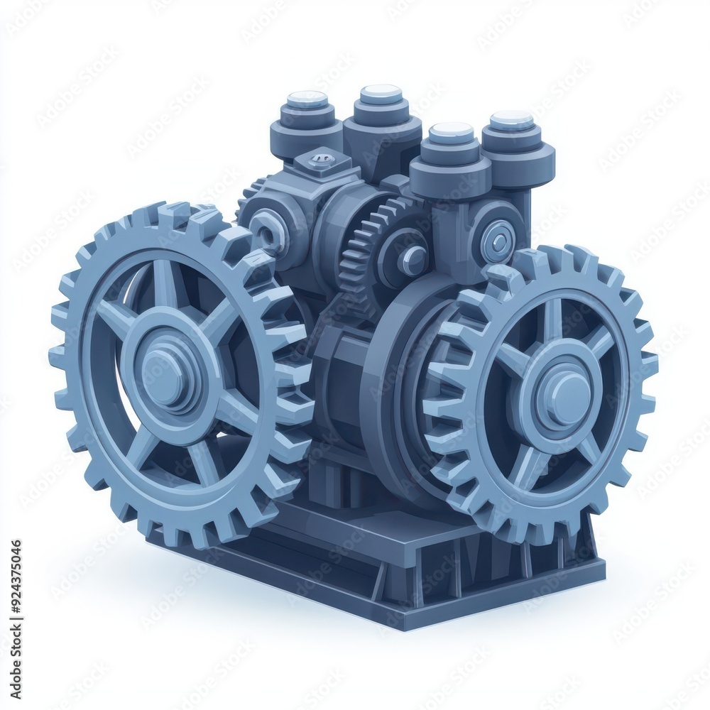 A detailed depiction of a blue mechanical gearbox showcasing intricate gears and components for engineering and design purposes. A detailed depiction of a blue mechanical gearbox showcasing intricate gears and components for engineering and design purposes.