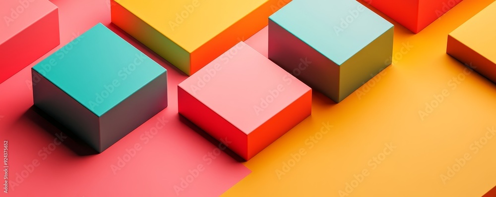 Fototapeta premium Colorful blocks arranged in a geometric pattern.
