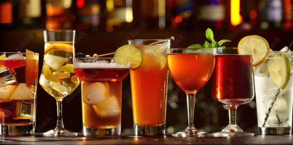 Variety of Alcoholic Drinks. High Detailed Drink Concept Variety of Alcoholic Drinks. High Detailed Drink Concept