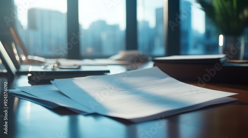 Wallpaper Mural Papers on a desk with a laptop and cityscape in the background. Torontodigital.ca